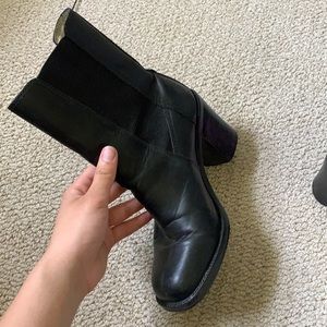 Square toe black booties